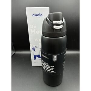 OWALA 32OZ FREESIP Stainless Steel Water Bottle BLACK - Keeps Cold 24 Hours